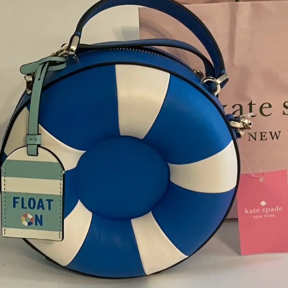 Kate Spade Pool Float Crossbody NWT Blue White Round Handbag - Picture 10 of 10